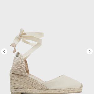 Castañer Carina 60 Canvas Wedge Espadrilles. US 6.5 / Eur 37. In Ivory.